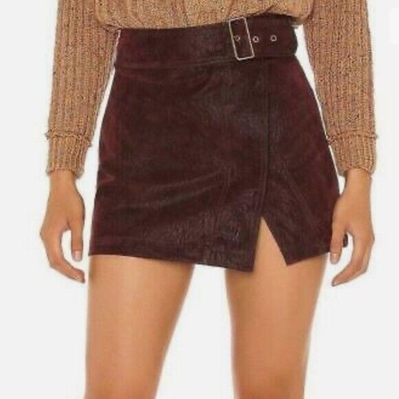 Free People Ari Wrap Skirt Wine size 12 NWT - Picture 4 of 8